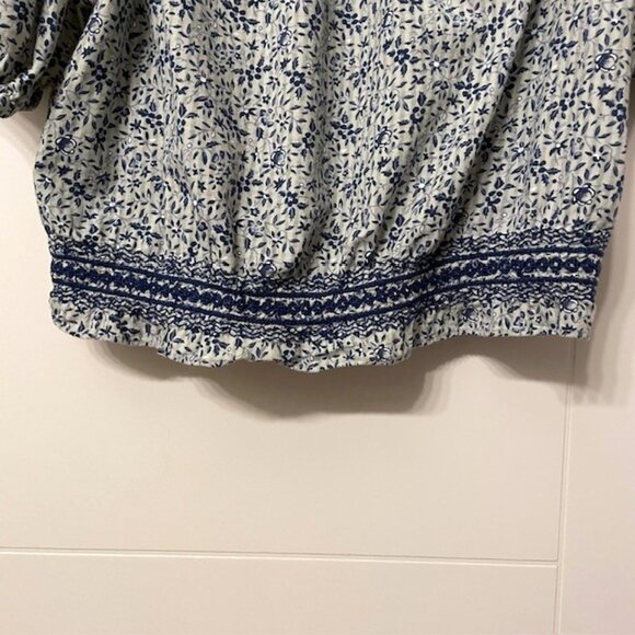 Madewell Blue Jeanette Crop Peasant Top Florentine Floral Size Small - Picture 8 of 16